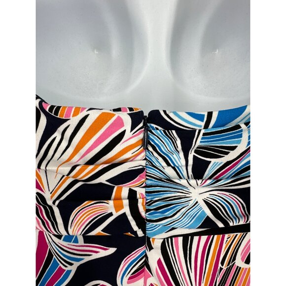 Trina Turk Abstract Print Sleeveless Dress W/ Ruffle Hem & Cutout Neckline Sz 6 - Picture 5 of 9
